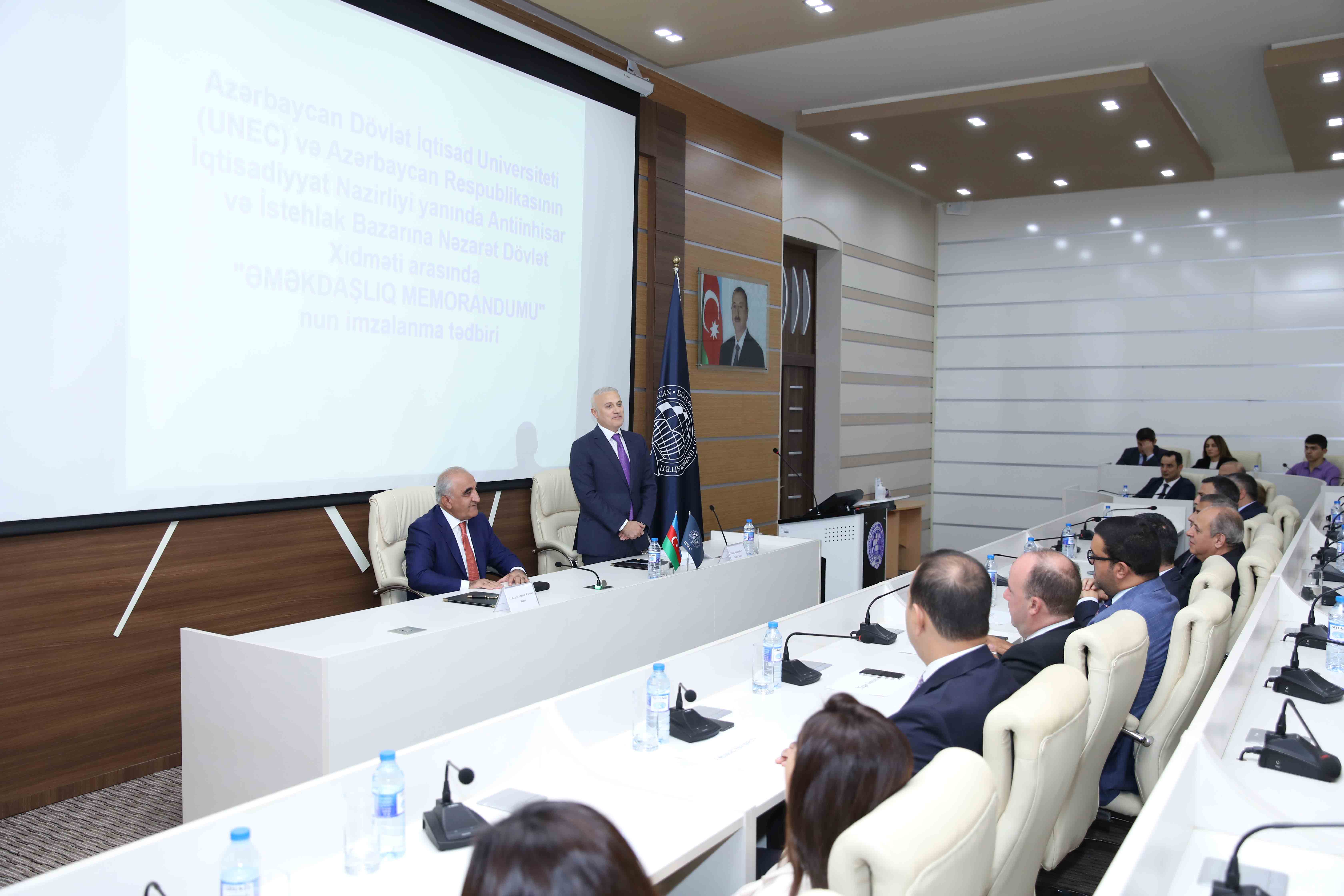 A Memorandum of Cooperation was signed between the State Service Antimonopoly and Consumer Market Control and the Azerbaijan State University of Economics