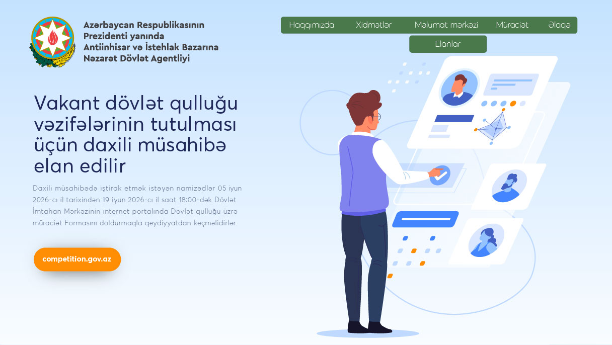 Vakant dövlət qulluğu vəzifəsinin tutulması üçün daxili müsahibə ELANI